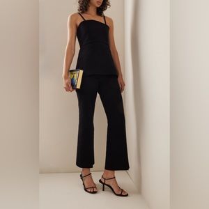 High Sport High-Rise Stretch-Cotton Cropped Kick-Leg Pants Large Black